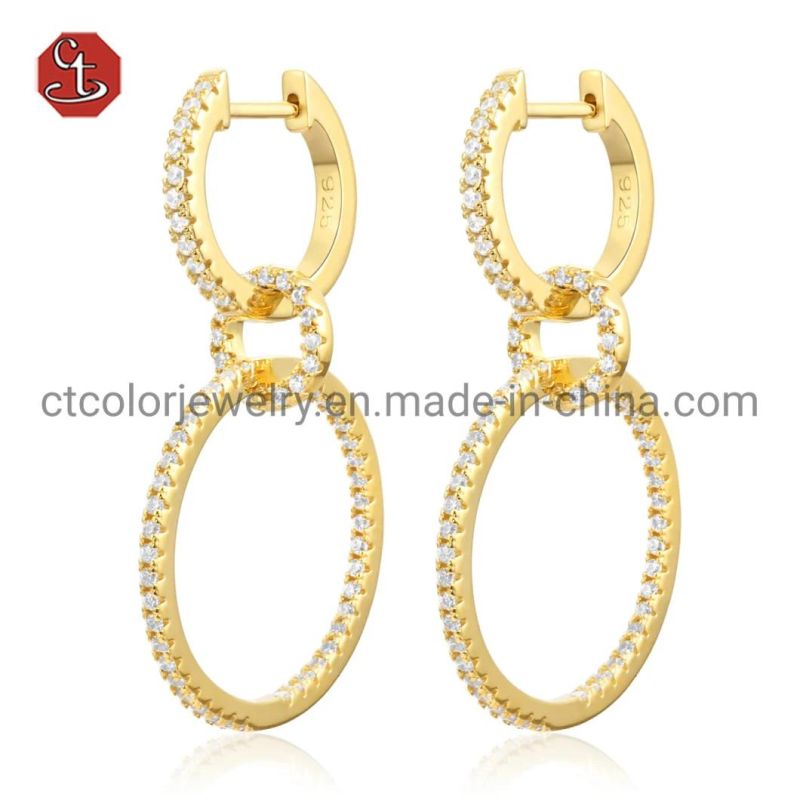 Trending custom fashion jewelry Gold plated Luxury 925 silver Earrings