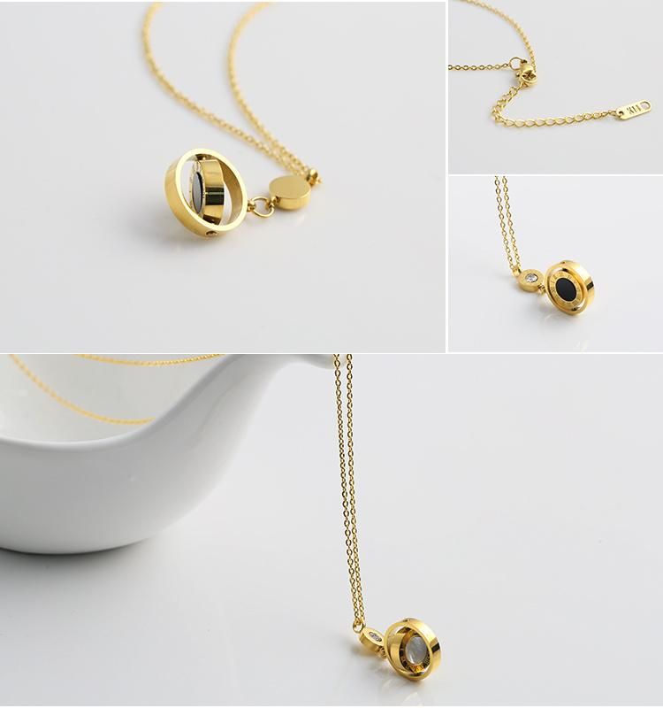 Women Fashion Costume Jewelry Stainless Steel Roman Letter Pendant Necklace