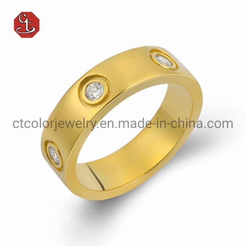 Costume jewelry ring gear shape with AAAA zircon rose plated Ring