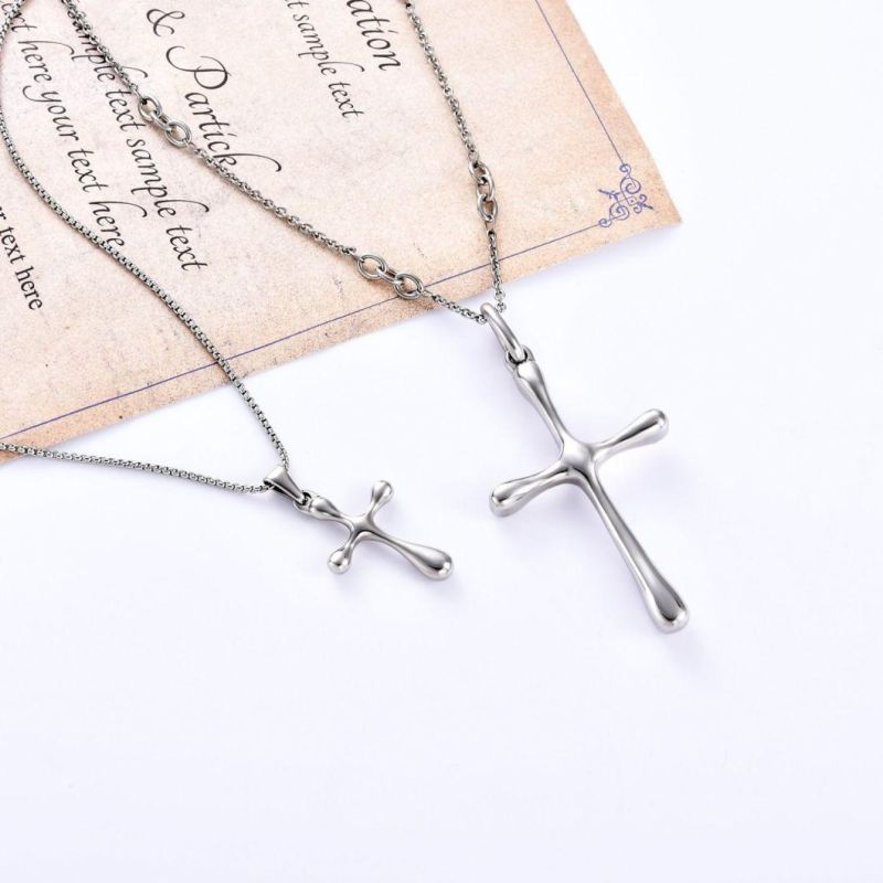 Classic Cross Pendant Necklace Stainless Steel Fashion Jewelry Collection for Religious Souvenir Gift Design