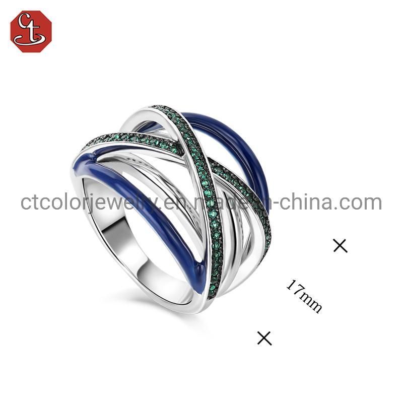 New fashion jewelry shining Ring synthetic grenn crystal Enamel Ring for gift