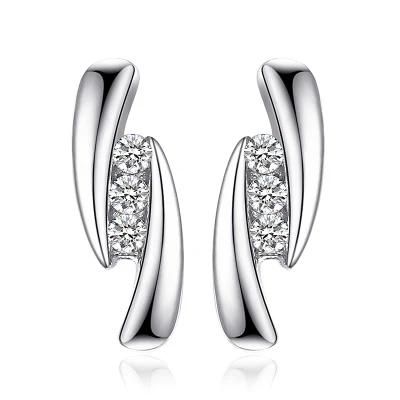 New Simulated Diamond Cubic Zirconia Stud Earrings Women 925 Sterling Silver Jewelry