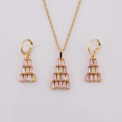 Fashion Women 18K Gold Plated Alloy Crystal Silver Jewelry Chain Pendant Sets Necklace