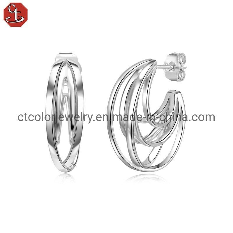 Plain Silver Fashion Earrings Factory Custom Jewelry Wholesale Fashion Jewellery for Women