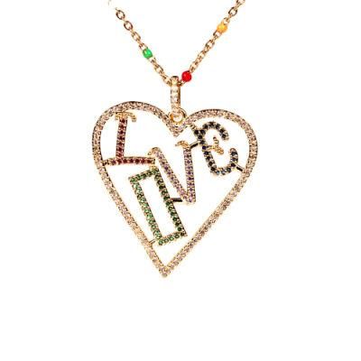 Wholesale Custom Manufacturer 18K Gold Copper Love Letter Women Pendant Necklace