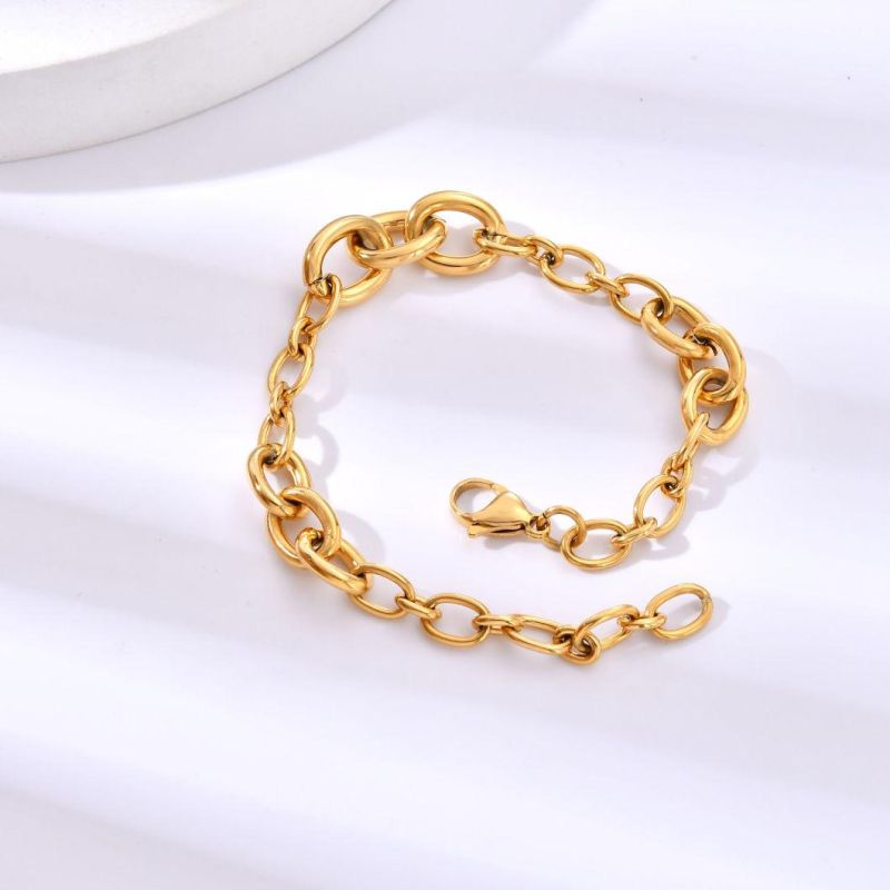 Fashion 316L Stainless Steel Not Allergic Vintage Thick Gold Color Bracelet for Women