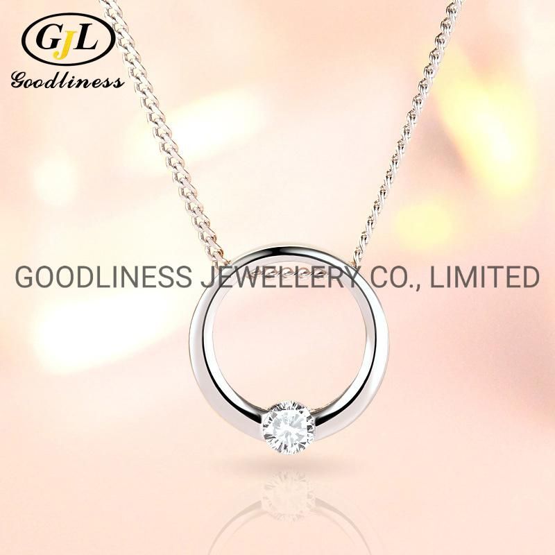 925 Sterling Silver Simple CZ Necklace Fine Jewelry