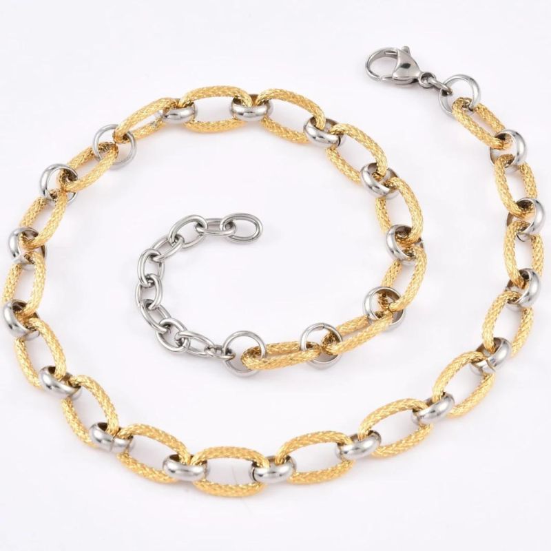 Fashion Design Elegant Silver Gold Two-Tone Polished Jewelry Necklaces for Gift Party Stainless Steel Jewel Design