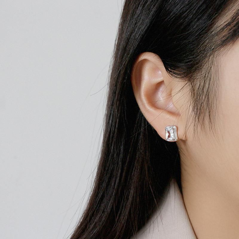 Fashion Simple Geometric Square Zirconia Earrings Jewelry