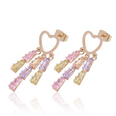 Fashion Ladies Tassel Earrings Colorful Gemstone Earrings