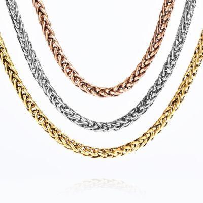 Hip Hop Jewellery Necklace Bracelet Wheat Chain Gold Plated Stainless Steel Jewelry