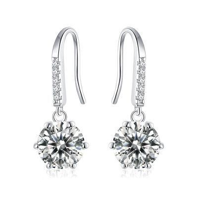 Colorless Round Heart&Arrow Loose Moissanite Stone 925 Sterling Silver Earrings