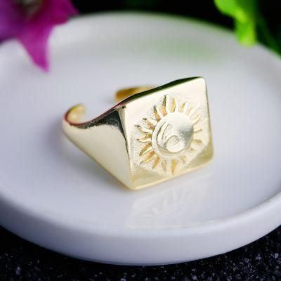 Lovers&prime;qixi Festival Gift, Fashionable Gold-Plated Ring, Sun &amp; Moon Ring