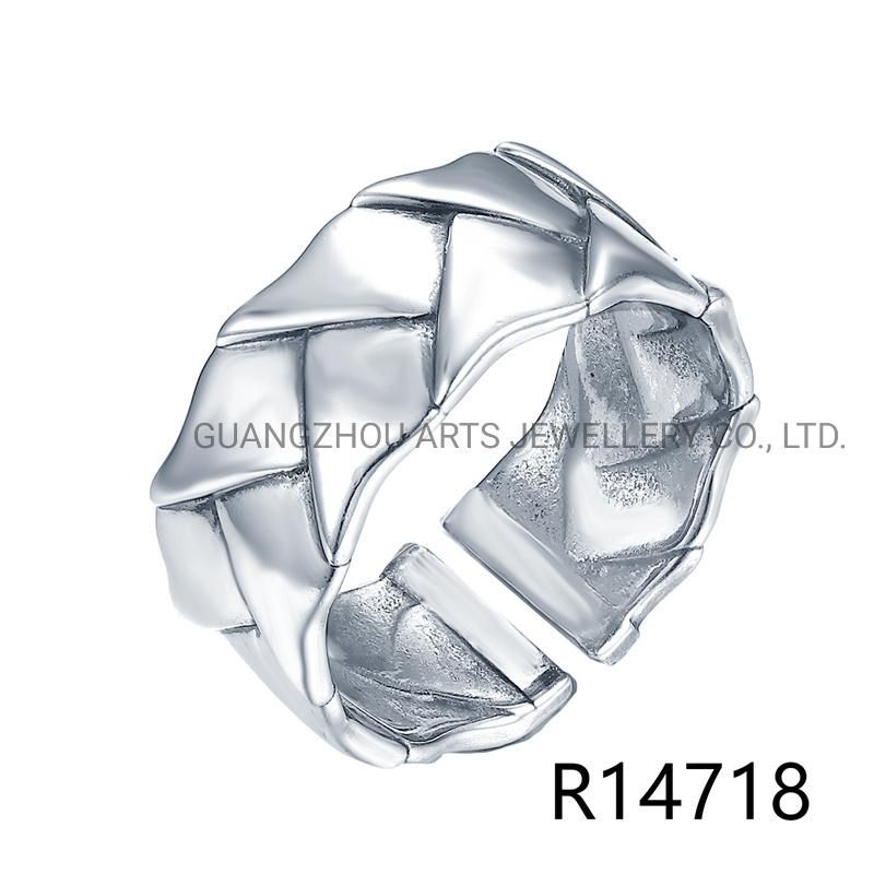 925 Sterling Silver Novelty Geometric Width Thai Style Adjustable Ring