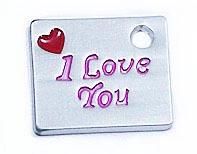 Silver I Love You Square Pendant