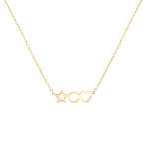 Gold-Plated Stainless Steel Love Heart Circle Star Necklace
