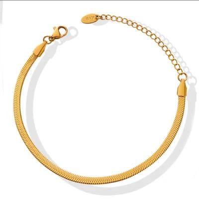 18K Gold Plated Jewellery Herringbone Flat Snake Bone Chain Choker Necklace for Women