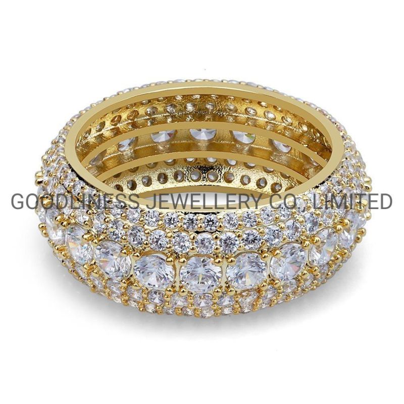 Vintage Simple Engagement Diamond Crystal Iced out Gold Mens Ring