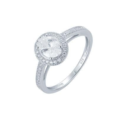 Elegant Micro Pave Setting 925 Sterling Silver Wedding Ring