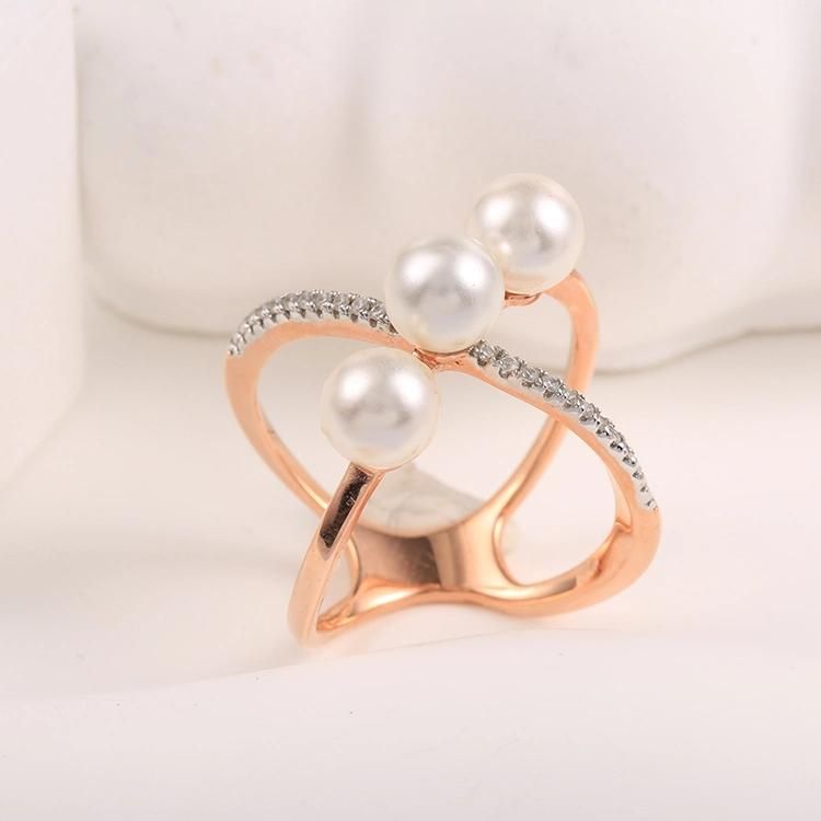 925 Silver Fashion Accessories Three Pearl Ball Shining Cubic Zirconia Lab Diamond 18K Gold Plated Fashion Jewelry Women Jewelry Fine Earrings