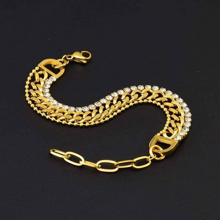 Manufacturer Custom Luxury Bracelet High Quality Non Tarnish Fashion Bracelet 316L Stainless Steel Gold Jewelry