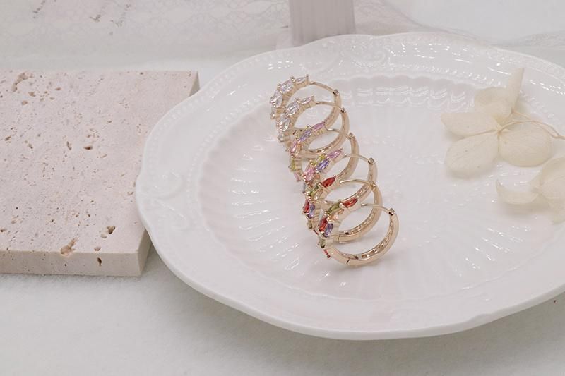 Fashion Women′s Jewelry Delicate Cubic Zirconia Gold Plated Earrings