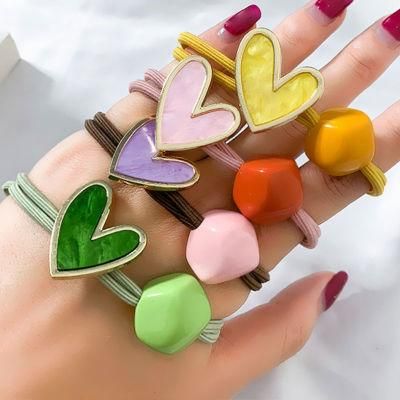 Fashion Hair Accessories Colourful Heart Leather Ribbon Hair Rope