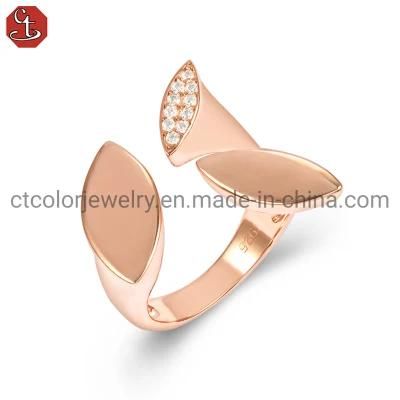 Wholesale 925 Sterling Silver Rose plated Ring Adjustable Open Women Rings Fine Jewelry
