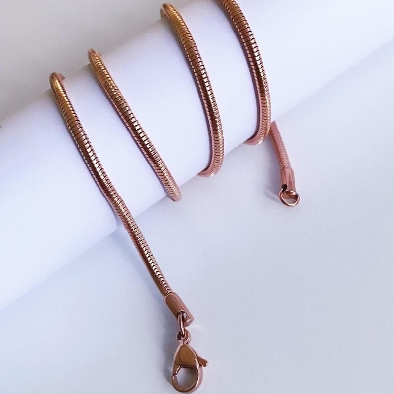 Hip Hop Stainless Steel Soft Round Snake Chain Bracelet Fashion Jewelry Necklace for Pendants Charms Jewellery Design