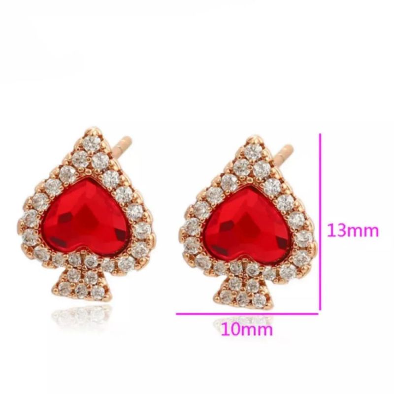 Fashion Jewelry Dubai 18K Gold-Plated Fashion Luxury Vintage Red Peach a Crystal Earrings