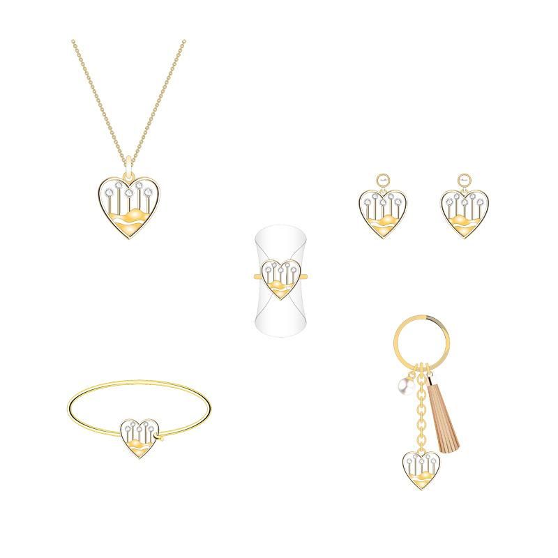 Heart-Shaped High-Quality Gold Crystal Jewelry Set