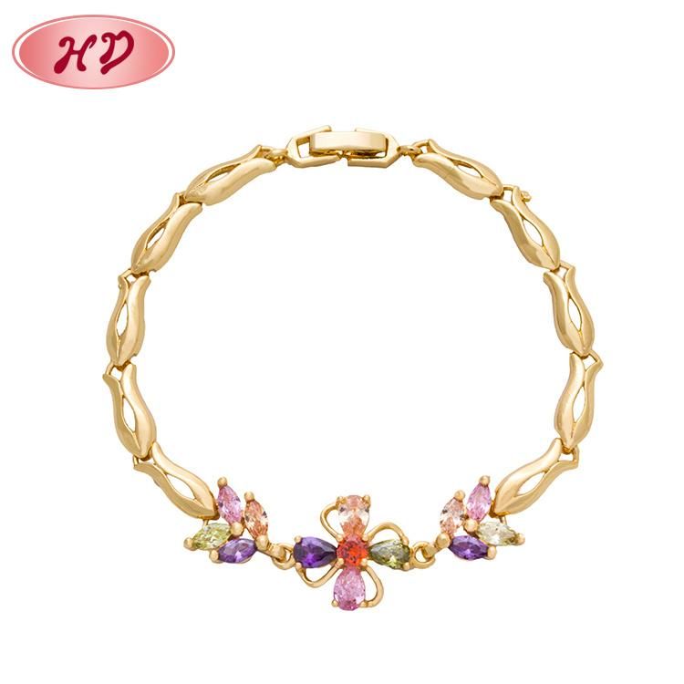 Wholesale 2020 New Fashion Design Dubai 18K Gold Plated Zircon Jewelry Bracelet for Women Girls
