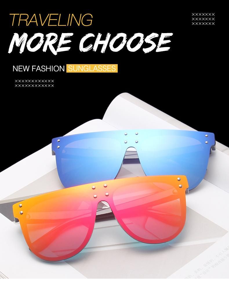One-Piece Big Frame Sunglasses Fashion Rivet Colorful Mercury Sunglasses