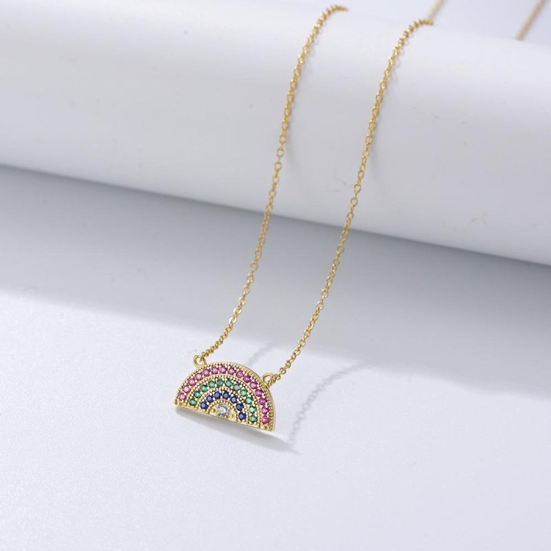 Wholesale Trendy 14K Gold Plated 925 Sterling Silver Rainbow Necklace