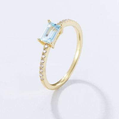 Fashion Jewelry Designer 925 Sterling Silver Baguette Cut Sky Blue Topaz Ring