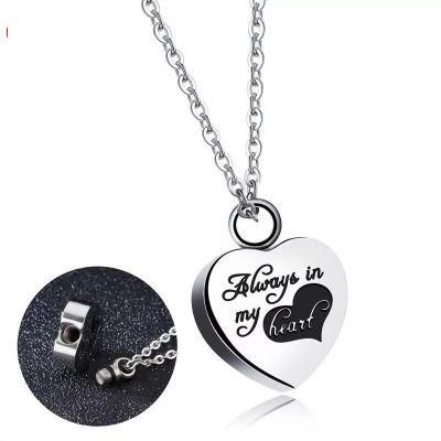 Stainless Steel Silver Keepsake Heart Ash Pendant for Family Memorial Necklace