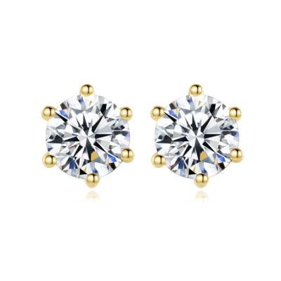 Customized Hexagon Ear Stud with Rhinestone Fashion Earring