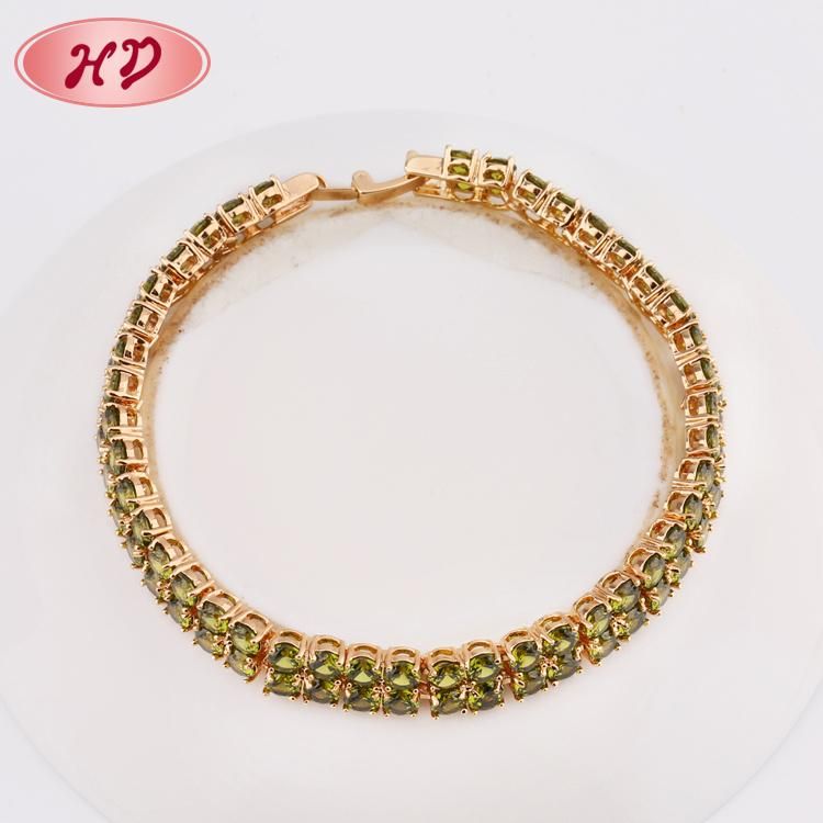 Customized Color Stones Fashion Style 18K Gold Jewelry Bracelet