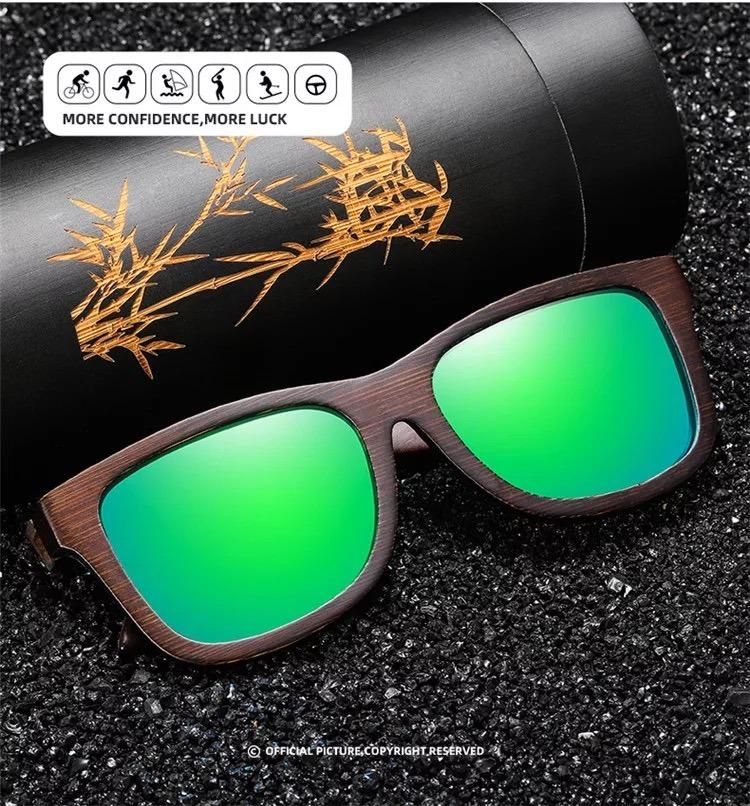 New Free Sample Wooden Bamboo Designer Premium Quality Vintage Classic Polarized Sunglass