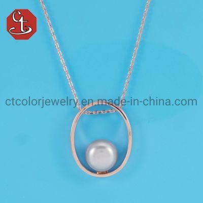 Natural Freshwater Pearl Necklace Oval Shape Pearl Pendant Necklace Geometric Pearl Necklace