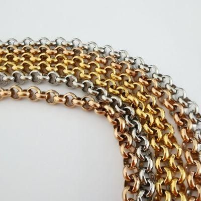 18K Gold Chain Adjustable Rolo Chain Stainless Steel Necklace with Lobster Clasp for Men or Women