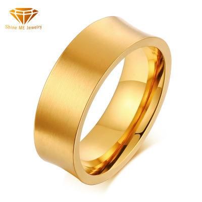 Stainless Steel Concave Ring Gold Men&prime;s Titanium Steel Ring 7mm Personality Simple Hip Hop Ring Jewelry SSR2561