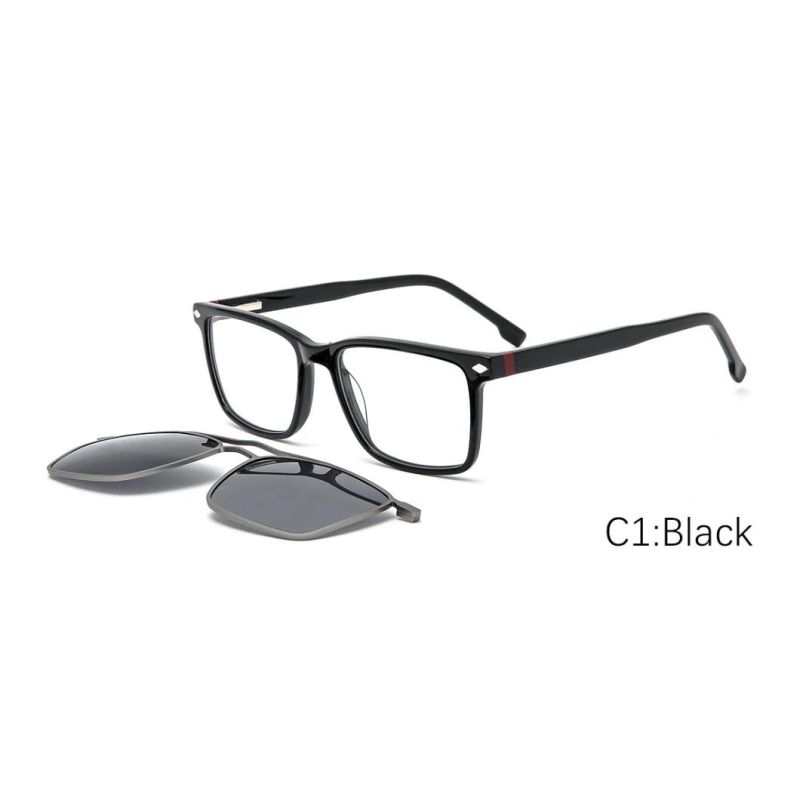2022 New Design Hand Made Acetate with Metal Clip on Sunglasses Polarized Lens Sunglasses with Ready Goods