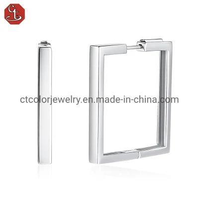 Simple style white plain silver rhombic jewelry earrings for sweet cool girl