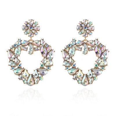 Alloy Diamond-Encrusted Love Earrings Fashion Earrings