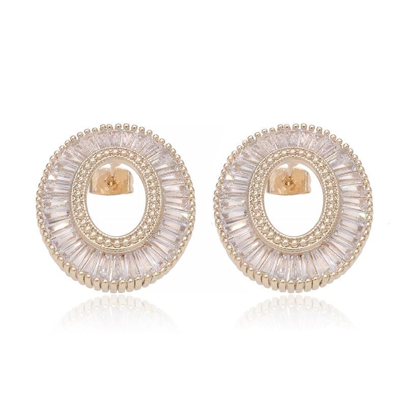 Luxury CZ Women′s 14K Gold Plated Jewelry Earrings