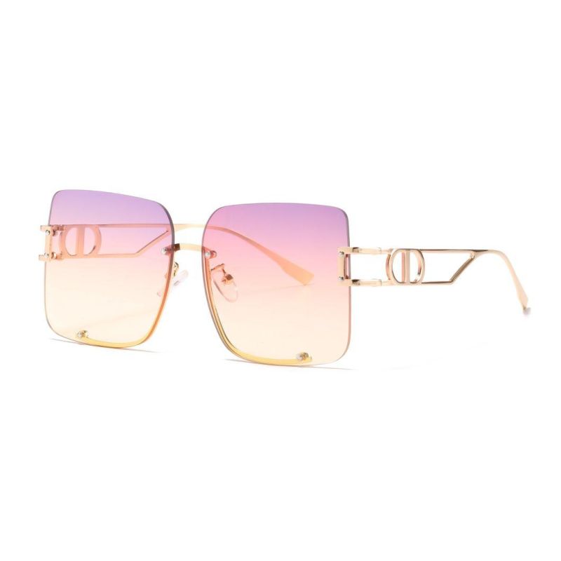 2022 No MOQ Half Frame UV400 Ocean Lens Metal Fashion Sunglasses