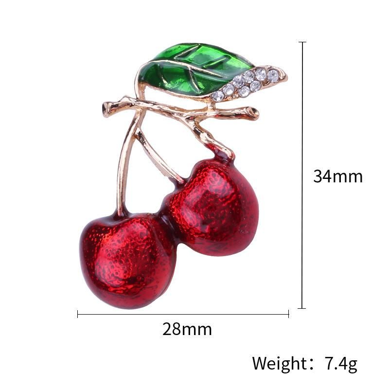 Enamel Fashion Windbreaker Green Leaf Cherry Series Brooch Flower Factory Direct Sales