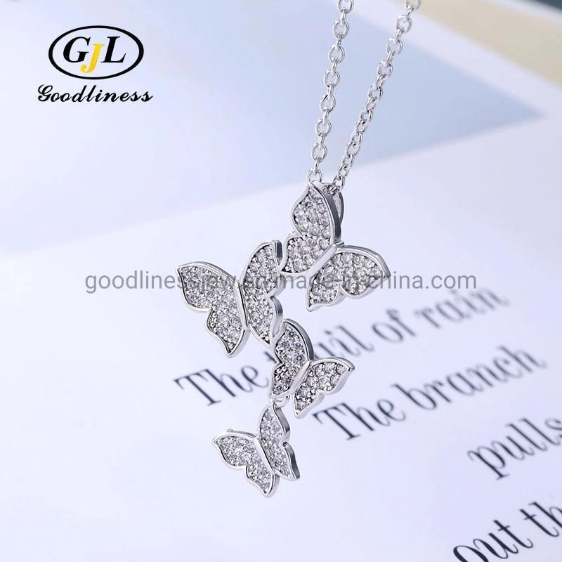 Wholesale Four Butterfly Zircon Simple Clavicle Necklace Jewelry for Women