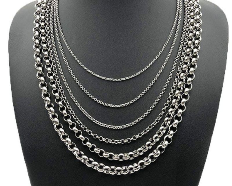 Stainless Steel Round Pearl Chain Interlocking Chain Titanium Steel Pendant Matching Chain Men′s and Women′s Jewelry Necklace Wholesale Ssnl031